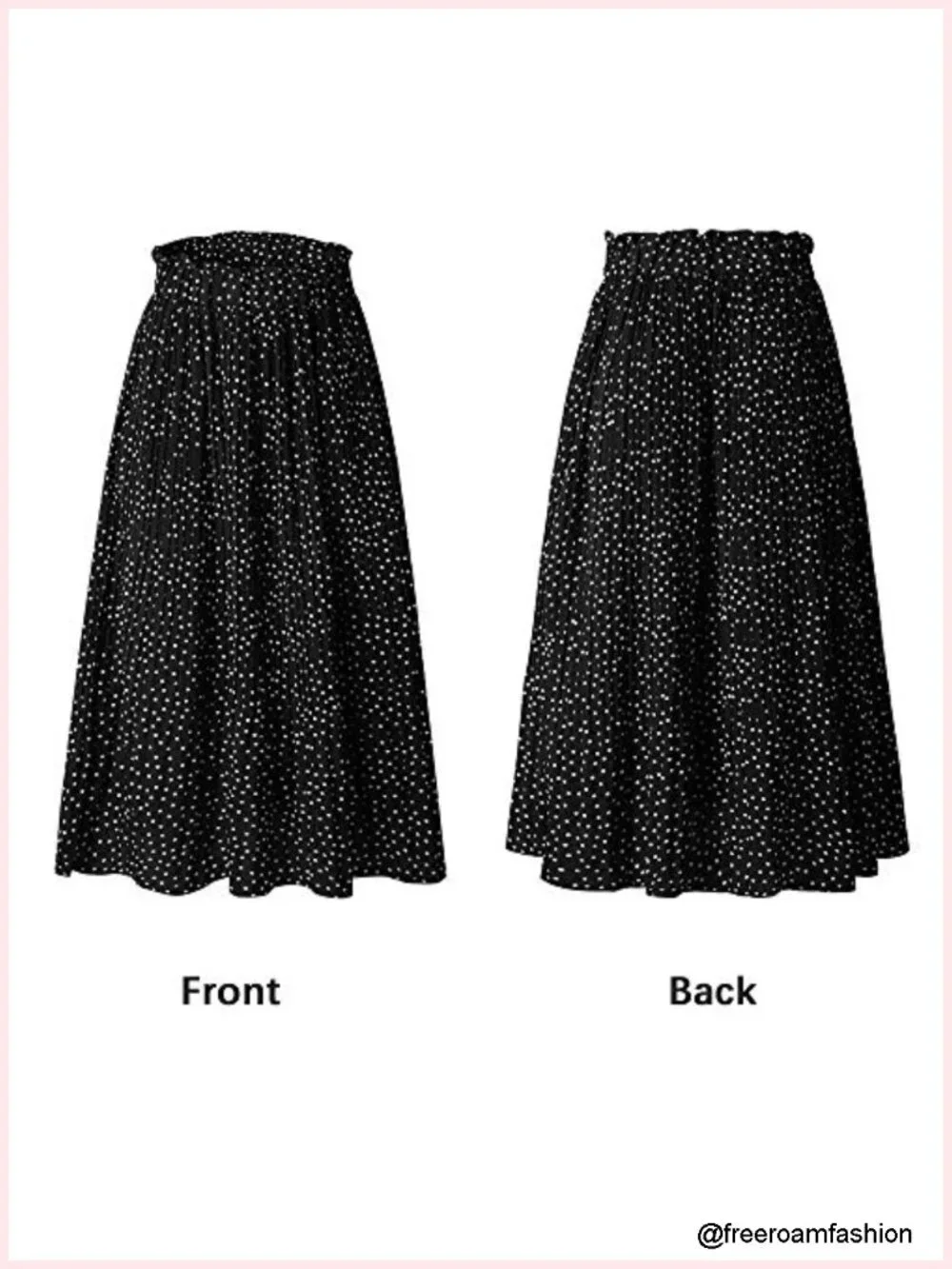 High Waist Polka Dot Pleated Maxi Midi Swing Skirt with Pockets